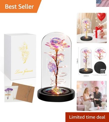 Eternal Rainbow Rose in Glass Dome - Perfect for Valentine's Day & Beyond