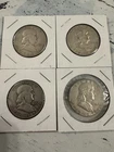 Lot of Four (4) - Franklin Half Dollars, 90% Silver - Junk Silver
