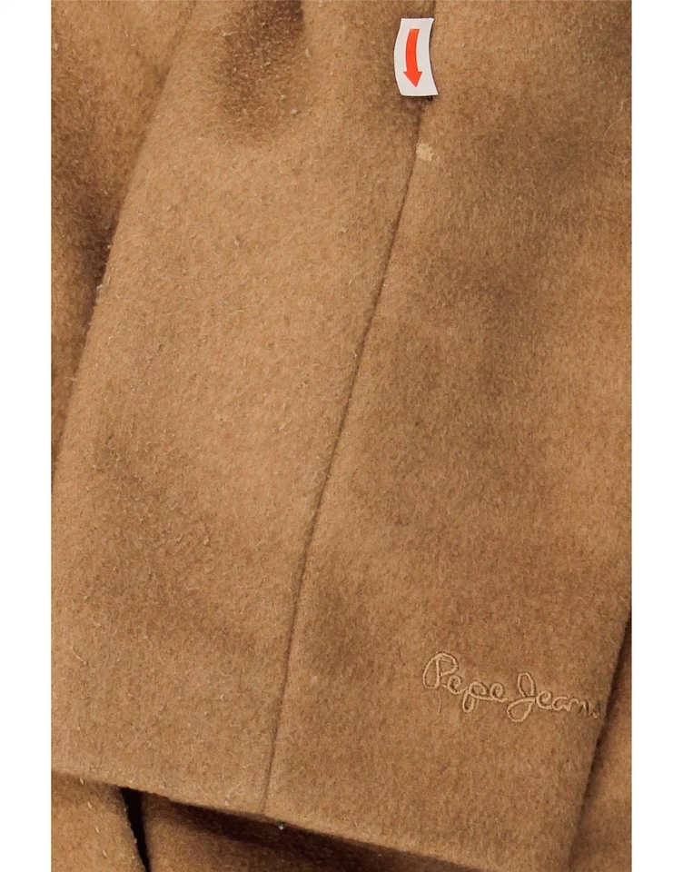 Casaco feminino PEPE JEANS peito duplo Reino Unido 16 grande lã marrom BE01 - Imagem 3 de 4