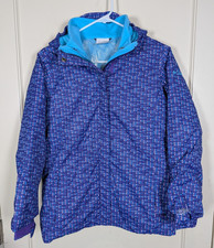Columbia Interchange Girls Winter Jacket Size: L Omni-Tech Hood Purple Plaid