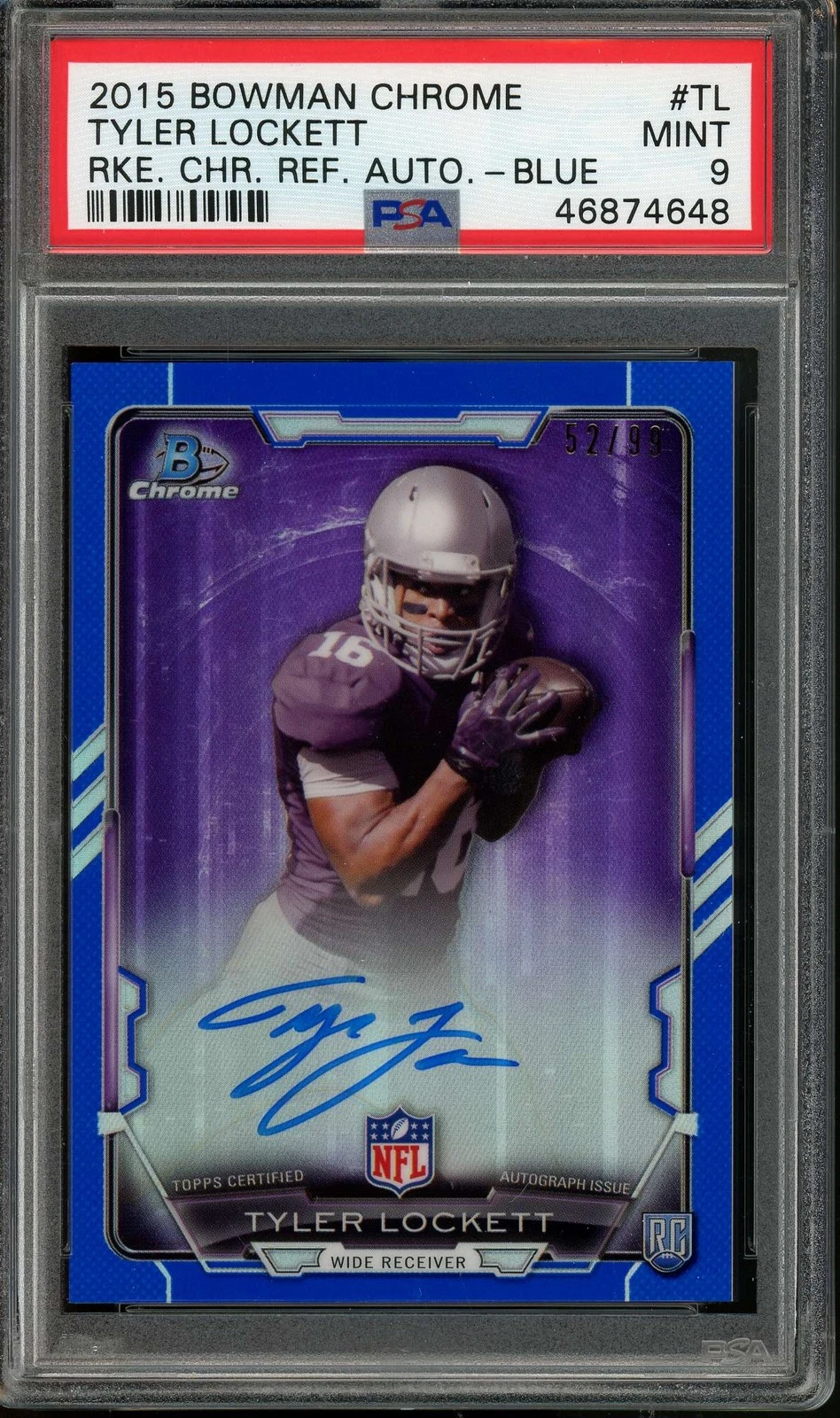 Tyler Lockett Bowman Rookie Chrome Refractor Autographs #TL Blue