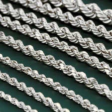 Solid 925 Sterling Silver 2mm 3mm 4mm 5mm Rope Chain Italian Bracelet 6.5"-8"