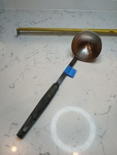 Vintage Stainless Steel Soup Ladle Black Riveted Handle Made in USA 10.5"