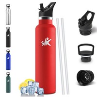 Trinkflasche Edelstahl 1L Rot, Bpa-Frei, Auslaufsicher, Isolierflasche,