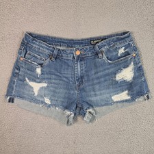 Blank NYC The Fulton Roll Up Distressed Jean Shorts Womens 29 Blue Stretch Denim