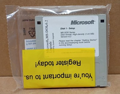 Microsoft MS-DOS 6.2 Upgrade (3) 3.5'' Disks Sealed-New