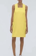 EVERLANE The Cross-Back Apron Mini Denim Dress Organic Cotton in Lemon Medium