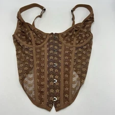 Urban Outfitters Corset Top Medium Out From Under Modern Love Brown Lace