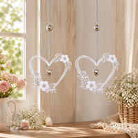 Gilde Fensterdeko HäNger Herz ''Blumenherz'' Aus Metall Weiß 38Cm, 2Er Set-32022
