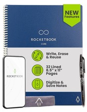 Rocketbook New Core Reusable Spiral Notebook, Letter Size 8.5x11, Navy Blue -...