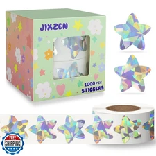 JIXZEN 2 Rolls Glitter Star Stickers for Kids Reward, 1000Pcs Holographic Spa