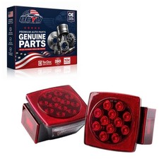 Trailer Lights 2pcs Square Red Led Rear Combination Tail Ligh Color Red Lens