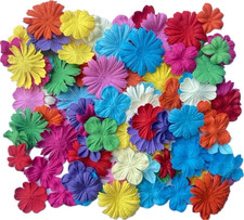 100 Pcs Handmade Mixed Mulberry Paper Flowers 30 Mm - 1.5 Inch Scrapbooking Wedd