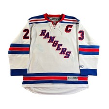 Reebok New York Rangers Chris Drury Jersey Mens XL White Lace Up V-Neck 23 NHL