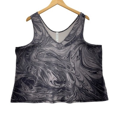 Athleta Transcend Tank Top 3X Gray Black Marble Sleeveless V Neck Activewear