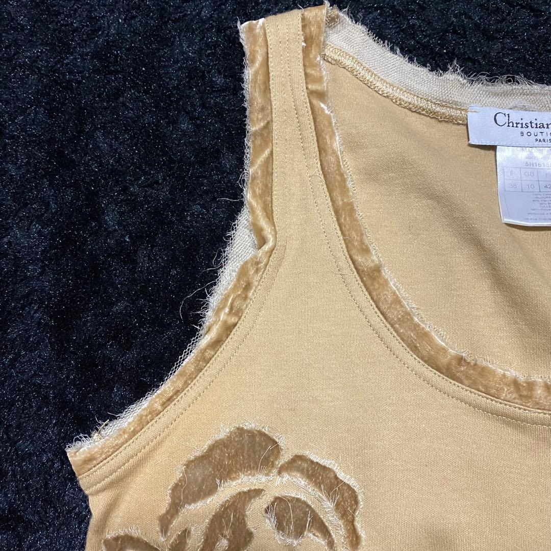Christian Dior John Galliano Sleeveless Tank Top M Brown Velvet