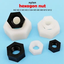 25/50pcs M2 M3 M4 M5 M6 M8 M10 M12 Nylon Plastic Metric Threaded Hex Hexagon Nut