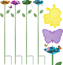 4-Pack Bee Watering Station for Garden with Bonus 20 Marbles, Metal Bee Feeder