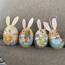 Vintage Set/4 Paper Mache Easter Eggs