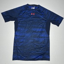 Under Armour Heat Gear Blue Compression Short Sleeve Men s Shirt Size Large EUC