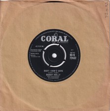 50s 60s Pop Rock N Roll BUDDY HOLLY baby i don't care 1961 UK 7