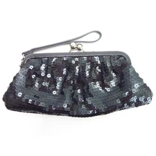 Sequin Clutch Bag Black Clasp Opening 