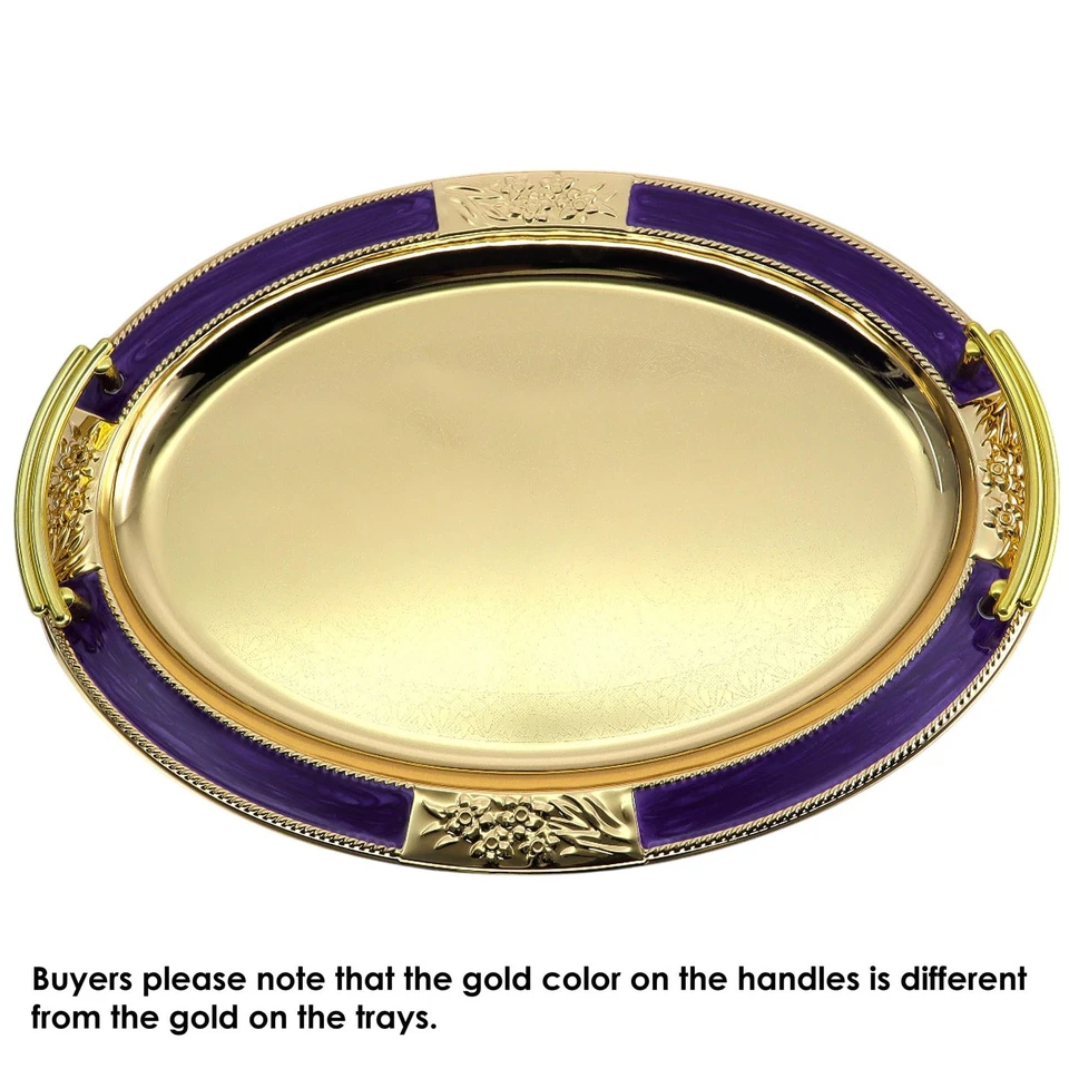 (Pack of 2) 15.2 inch x 11.1 inch Oblong Iron Gold Plated Mirror Serving Tray... - Image 2 of 4
