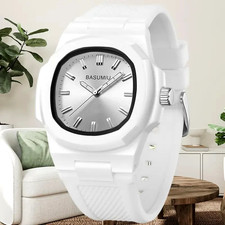 Men White Minimalist Watch Quartz Movement Dress Business Watch Formal Everyday