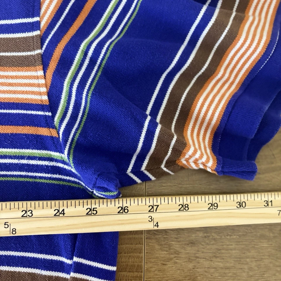 Camisa polo masculina Phat Farm tamanho 3XL azul laranja listrada hip hop streetwear casual - Imagem 4 de 4