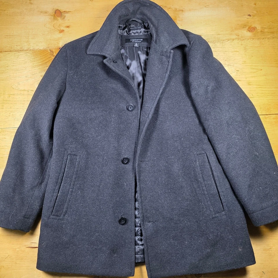 Chaqueta Chaquetón Claiborne Outerwear Italiana Mezcla Lana Gris Carbón Mujer Mediana Foto 2 de 4