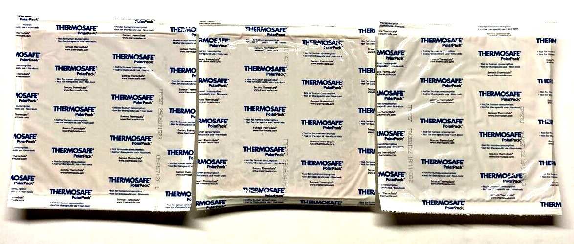 Set of 3 ThermoSafe Polar Pack Reusable Foam Brick Ice Pack 7 7/8" X 7