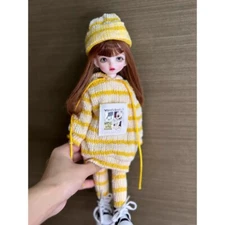 1/6 BJD Doll Lovely Girl SD Ball Jointed Doll Eye Face Makeup Yellow Clothes Toy