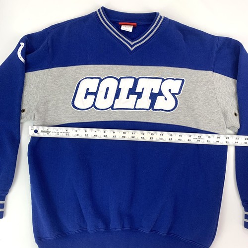 Colts NFL V Neck Logo Sweatshirt Size Medium- Blue White Indianapolis Football - Picture 3 of 10