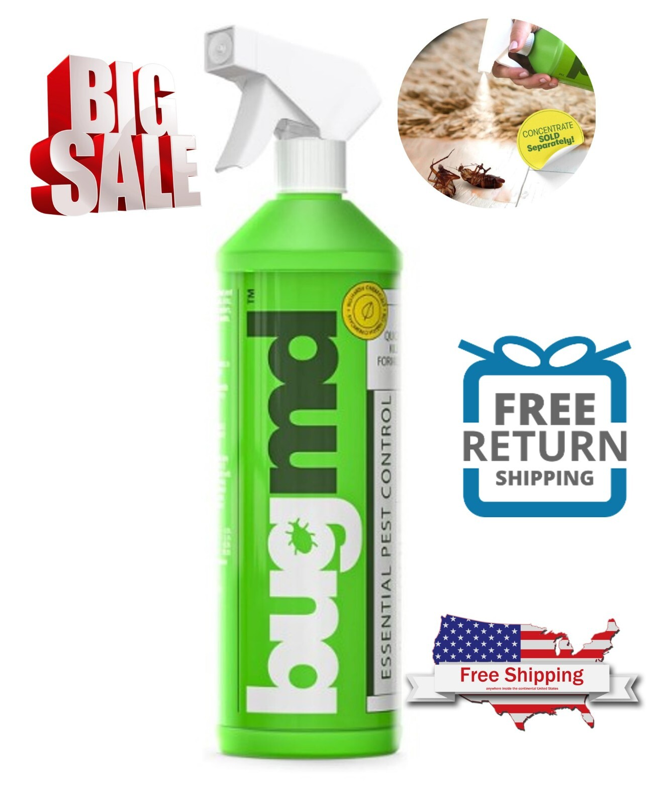 BugMD Pest Control Essential Oil Concentrate for Home Bed Bug Spray 32