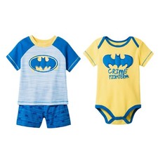 Infant Boys 3 Piece Batman Outfit Shorts Top  Bodysuit