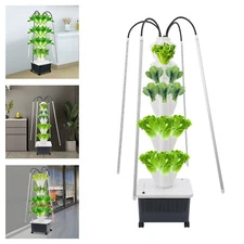 Hydroponic Growing System, 40-Hole Smart Hydroponic Tower w/LED Grow Lights