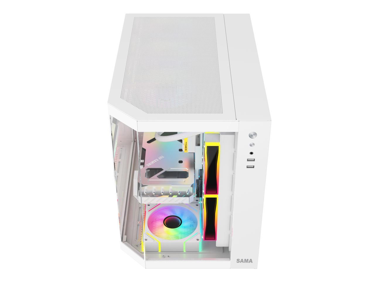 Sama 2771 Белый Корпус для игрового компьютера Micro-ATX Tower с двумя разъемами USB 30 закаленное стекло