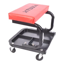 Padded Rolling Creeper Garage Mechanics Roller Seat Stool Chair with Tool Tray 