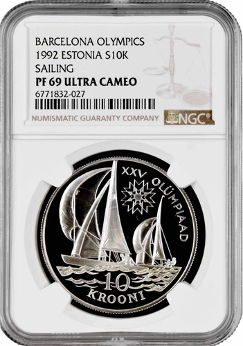 Estonia 10 krooni 1992, NGC PF69 UC, "Olympics games, Barcelona 1992 - Sailing"