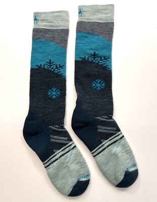 Women's SMARTWOOL Ski Snowpocalypse Pattern OTC Socks FROSTY GREEN