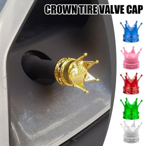 `Kings Crown Tire Valve Caps - Set of Four - Gold, SIlver or Black - Universal, - Picture 2 of 28