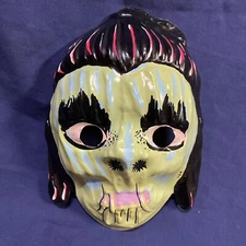 Scary 1960s WITCH SHRUNKEN HEAD Halloween Costume Mask UNUSED No Ben Cooper