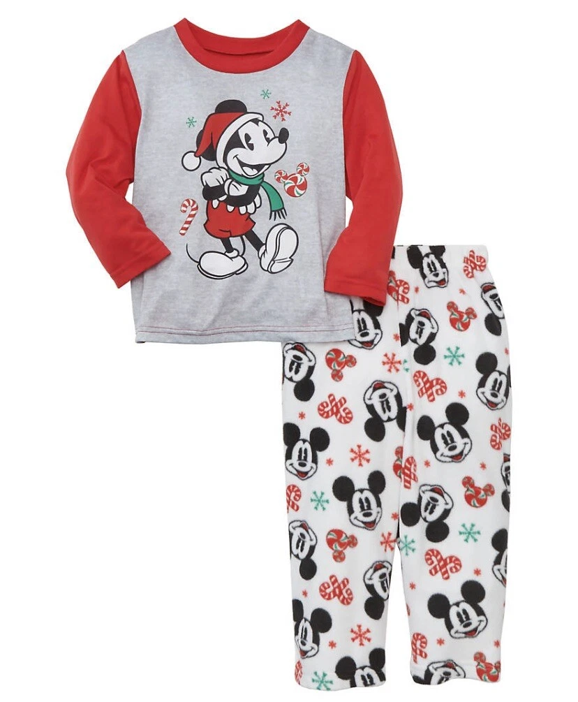 NWT New Disney Mickey Boys Mickey Mouse Sleep 2 Piece Christmas Pajamas Size 4
