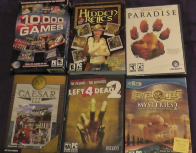 lot of 6 pc games left 4 dead 2  hidden relics paradise jewel quest caesar 10000