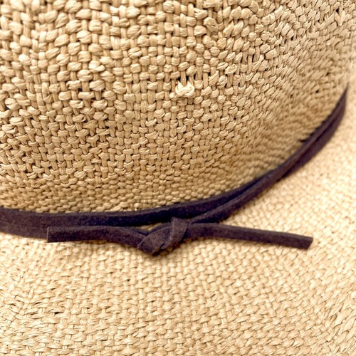90s Raffia Straw Bucket Hat Western Ranch Bohemian Tan Girls One Size - Picture 2 of 10