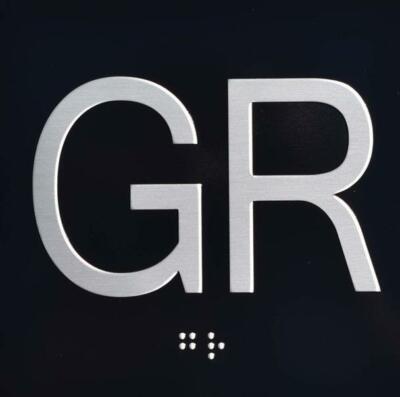 Ground Floor (GR) Elevator Jamb Plate Sign with Braille and Raised -REF24-1027