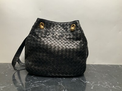 Bottega Veneta Nappa Intrecciato Bucket Bag Black