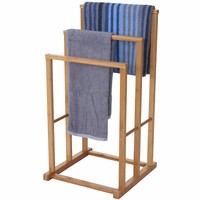 Handtuchhalter MCW-B18, Badezimmer HandtuchstäNder Freistehend Bambus 82X42X42Cm