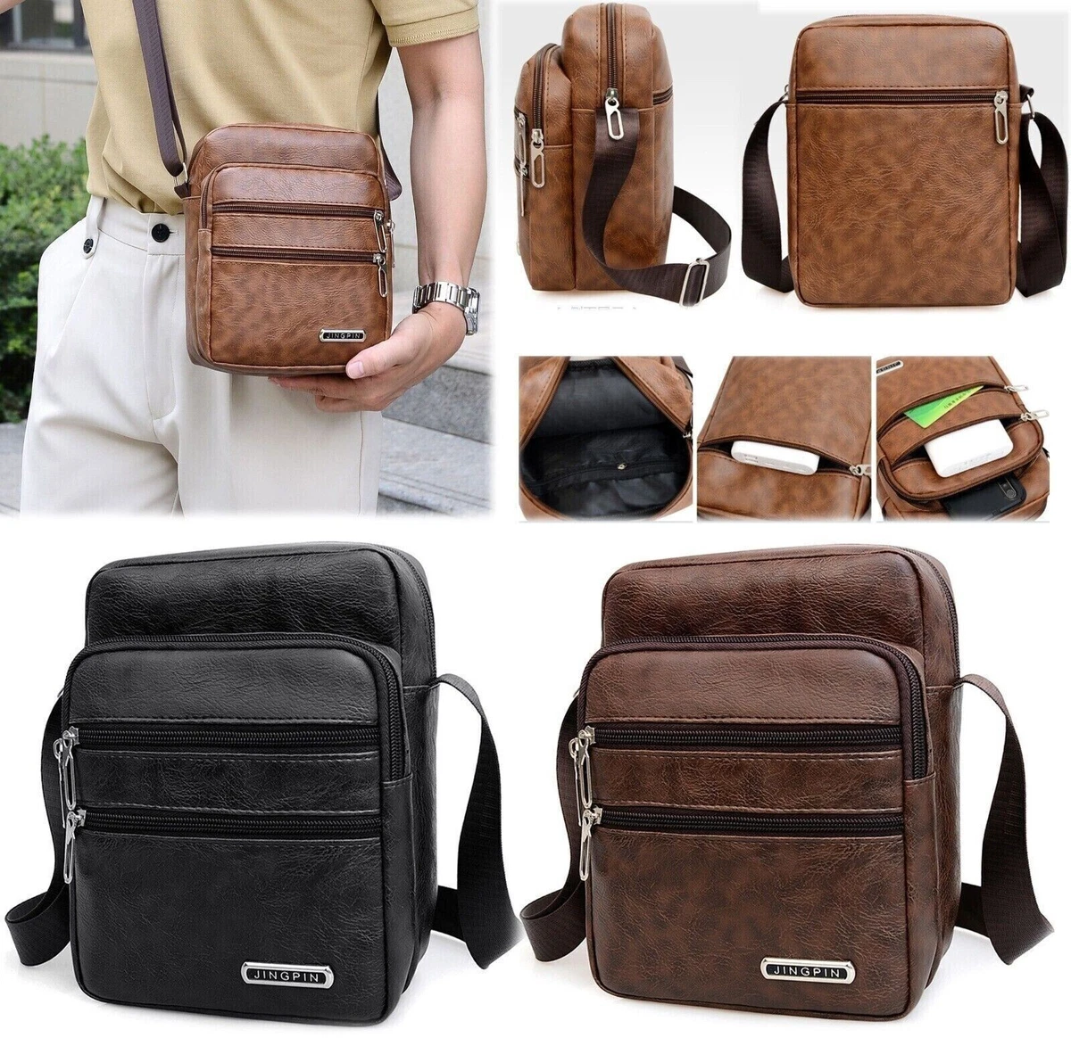 Men Small Laptop Messenger Bags Men's Leather Shoulder Bag Crossbody wallet  bags