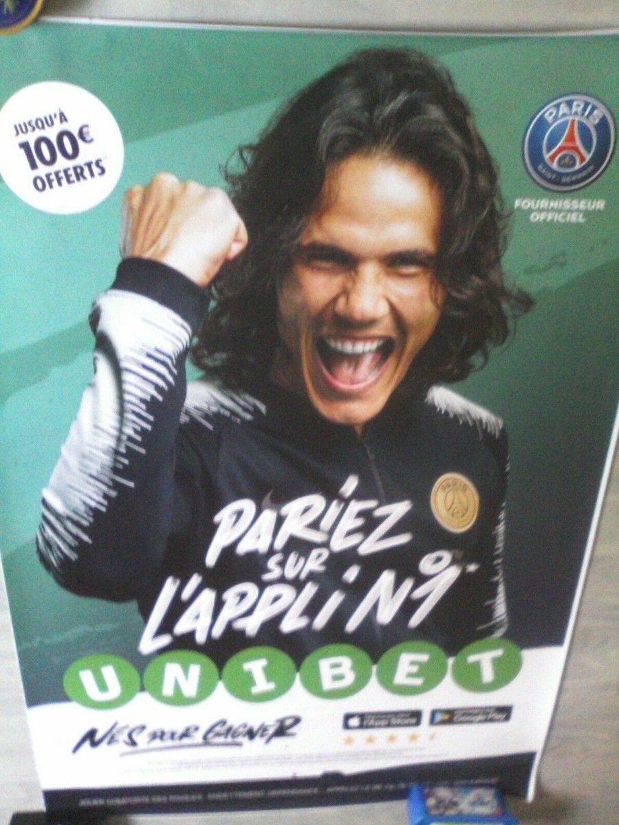 Affiche PSG Géante 120x170 – Neymar, Mbappé, Cavani – Unibet – Paris Saint-Germain